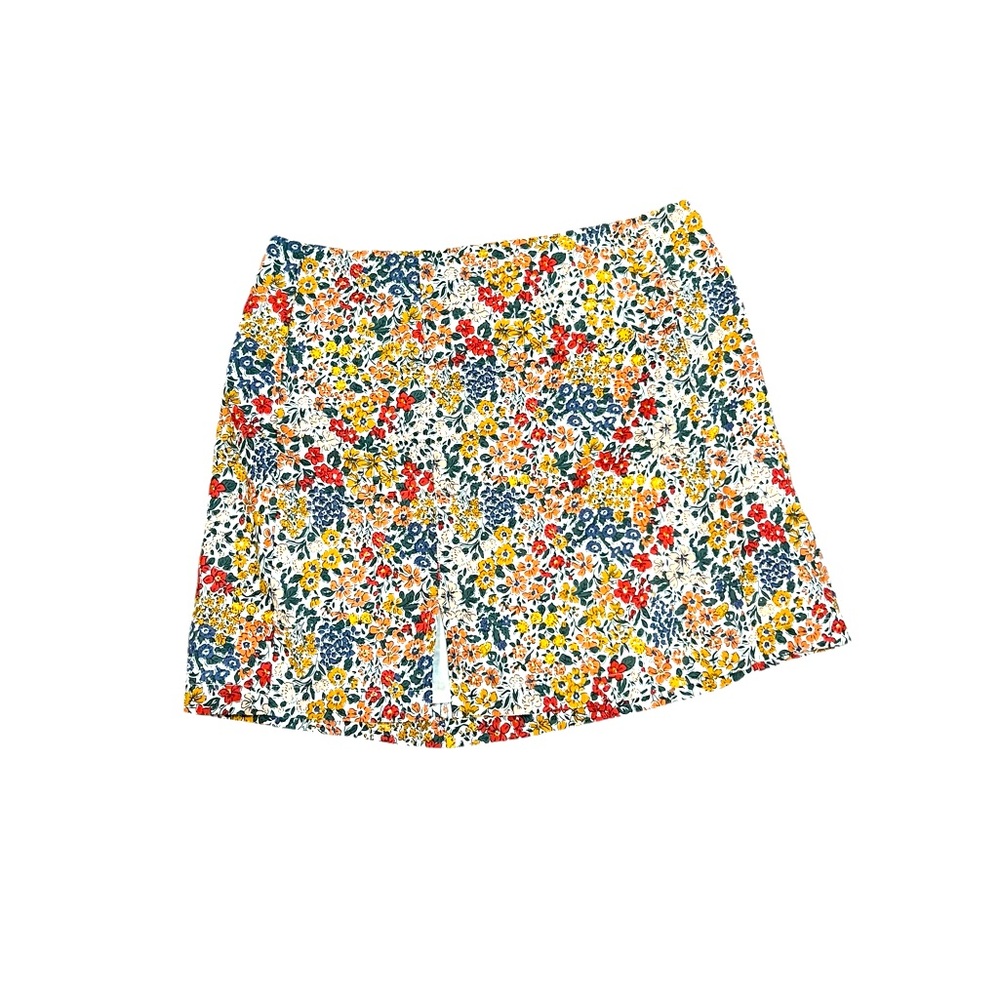 Women’s Pink Lily floral multicolor miniskirt with slit size large NWOT